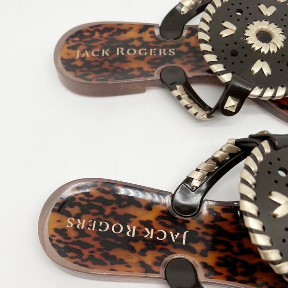 NEW Jack Rogers Georgica Flip Flop Sandals in Brown Tortoise Shell Size 6 - Picture 3 of 5